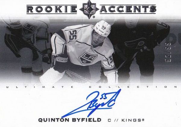 AUTO RC karta QUINTON BYFIELD 21-22 UD Ultimate Rookie Accents Autograph /99